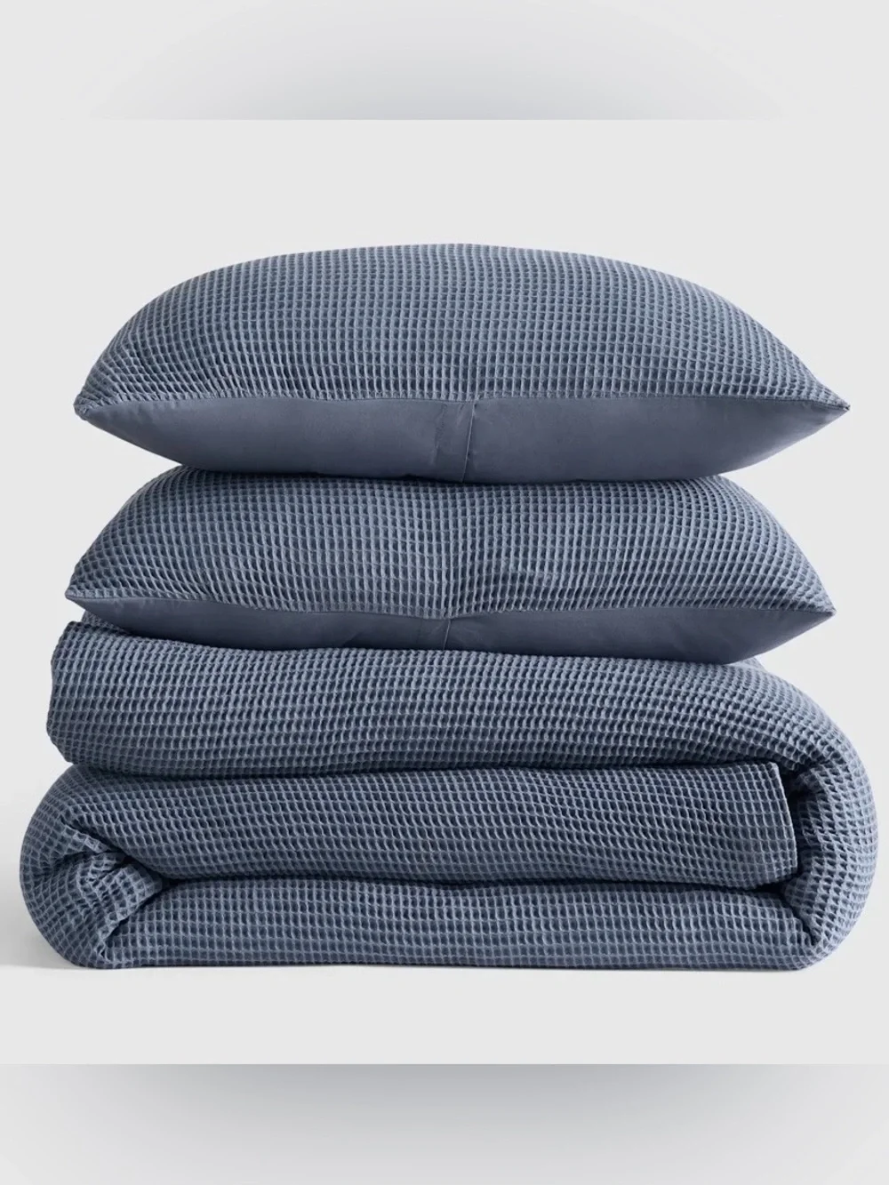 Quince Organic Waffle 3 Pc Duvet Cover Set, Full/Queen (Mineral)